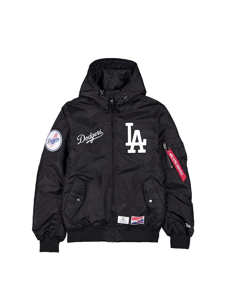 New Era Los Angeles Dodgers Alpha Industries L 2B Hooded Bomber Jacket Black Size M