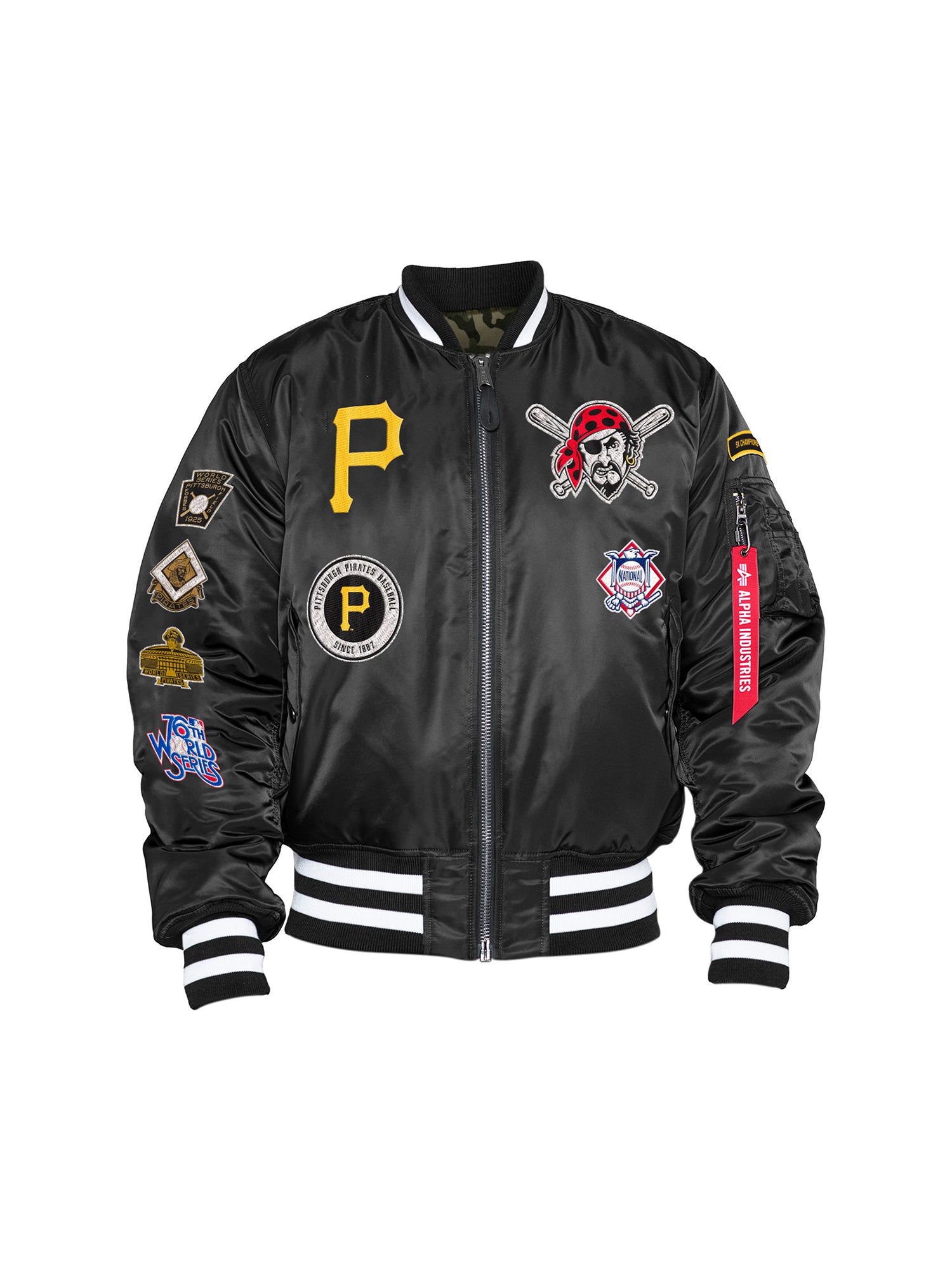 New Era Mens MLB Pittsburgh Pirates Alpha Industries MA-1 Bomber Jacket  X29961BN00-13026028 Black