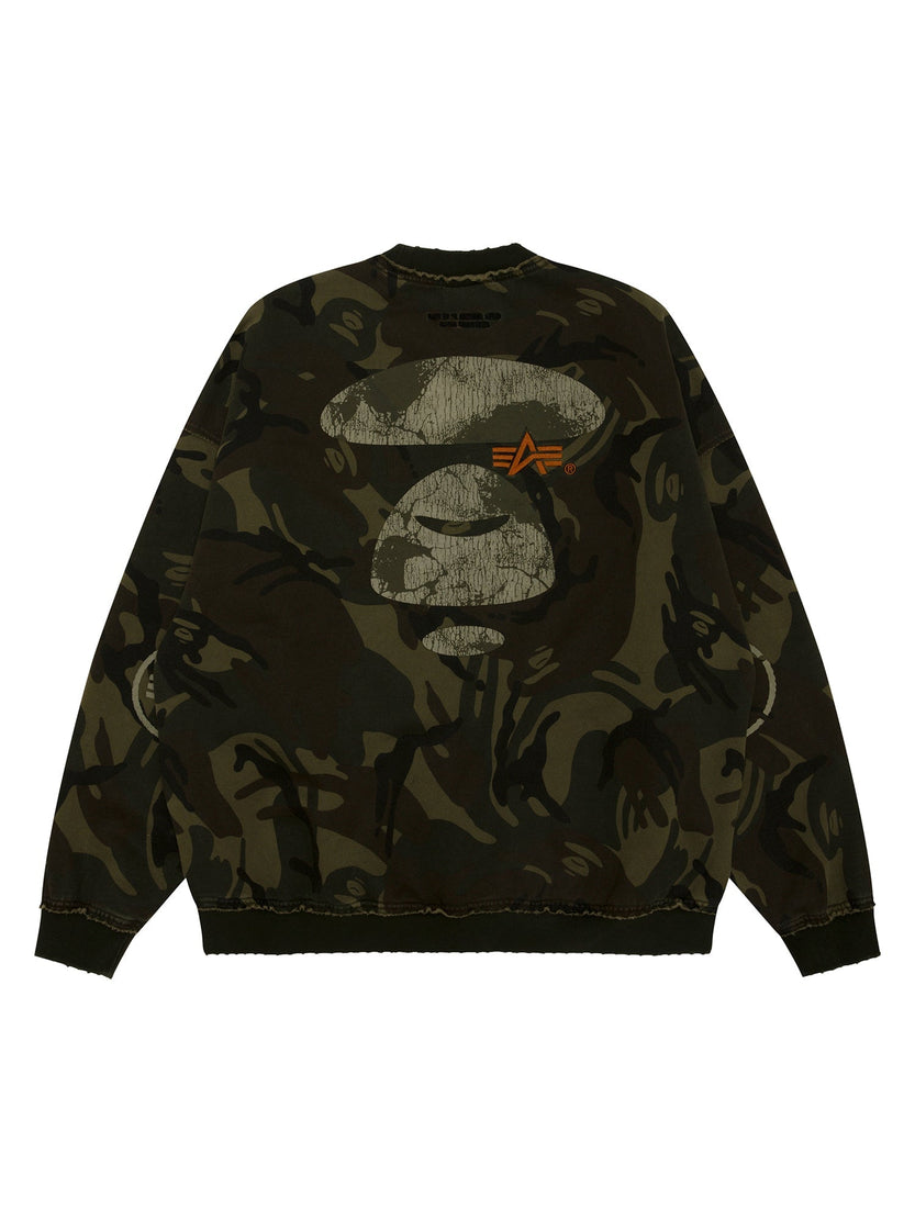 AAPE X ALPHA CAMO CREWNECK SWEATSHIRT TOP Alpha Industries / FW24-AAPE 