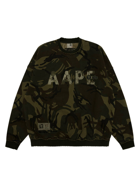 AAPE X ALPHA CAMO CREWNECK SWEATSHIRT TOP Alpha Industries / FW24-AAPE CAMO L 