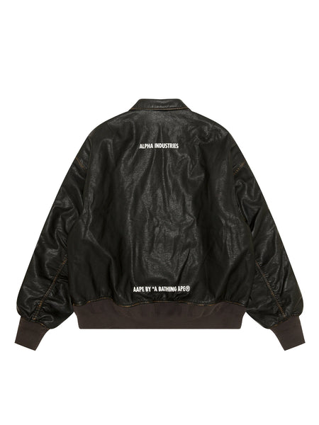 AAPE X ALPHA PU LEATHER QUILTED JACKET OUTERWEAR Alpha Industries / FW24-AAPE 