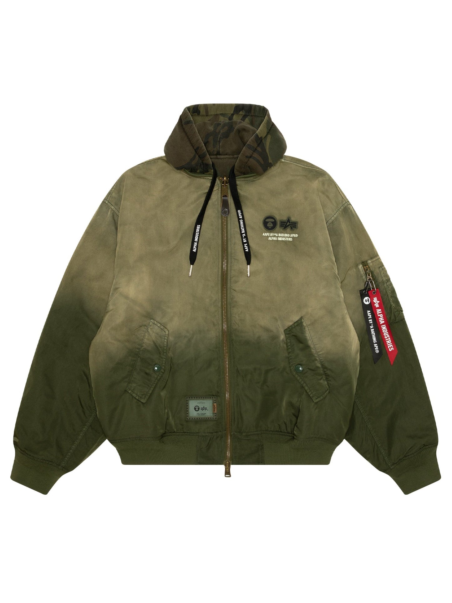 AAPE X ALPHA REVERSIBLE PADDED MA-1 QUILTED JACKET OUTERWEAR Alpha Industries / FW24-AAPE GREEN S 