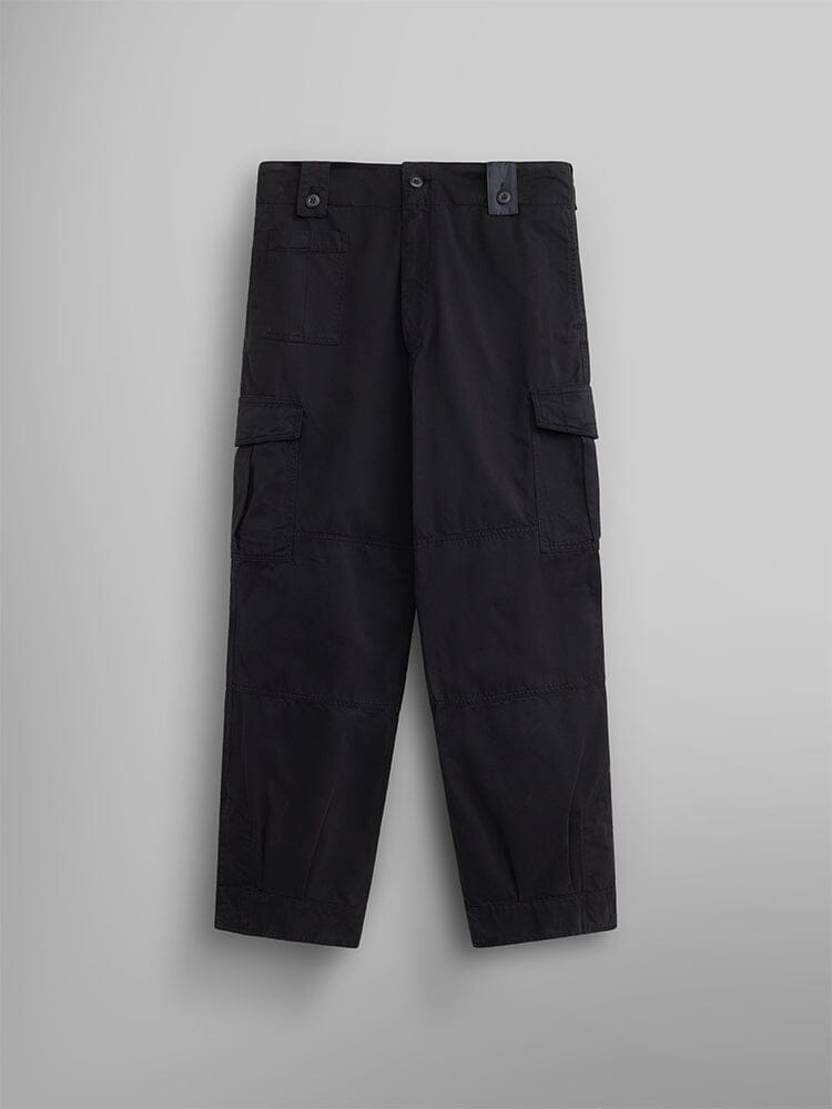 Belgian M-64 Pant in Black by Alpha Industries, featuring a button closure and side and back pockets.