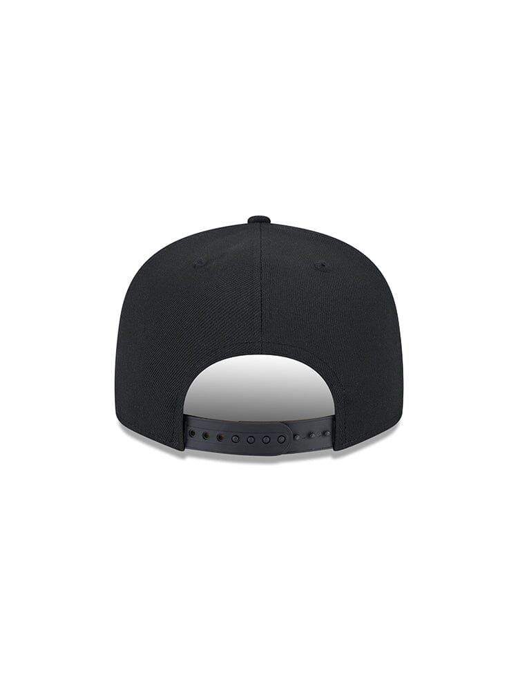 Back view of the Las Vegas Raiders X Alpha Industries X New Era 950 Cap in black, featuring an adjustable strap, showcasing a sleek design ready for your favorite team logo.