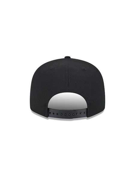 Back view of the Las Vegas Raiders X Alpha Industries X New Era 950 Cap in black, featuring an adjustable strap, showcasing a sleek design ready for your favorite team logo.