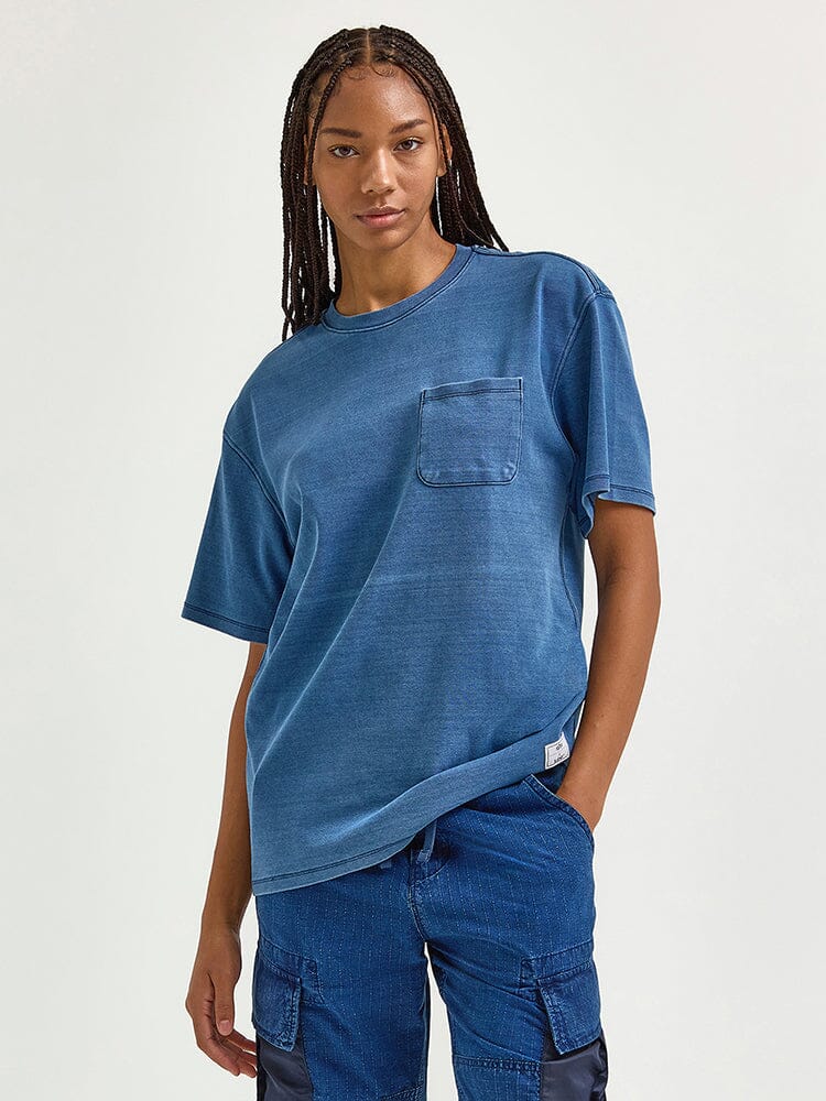 LEE X ALPHA INDUSTRIES LOOSER FIT INDIGO DYED TEE TOP Alpha Industries 