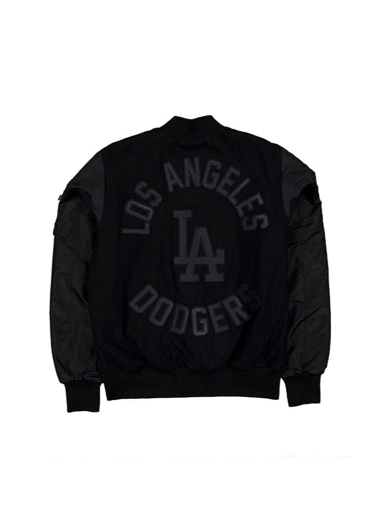 LOS ANGELES DODGERS X ALPHA X NEW ERA FAUX LEATHER VARSITY MA-1 BOMBER JACKET OUTERWEAR Alpha Industries / FW24-NE-MLB 