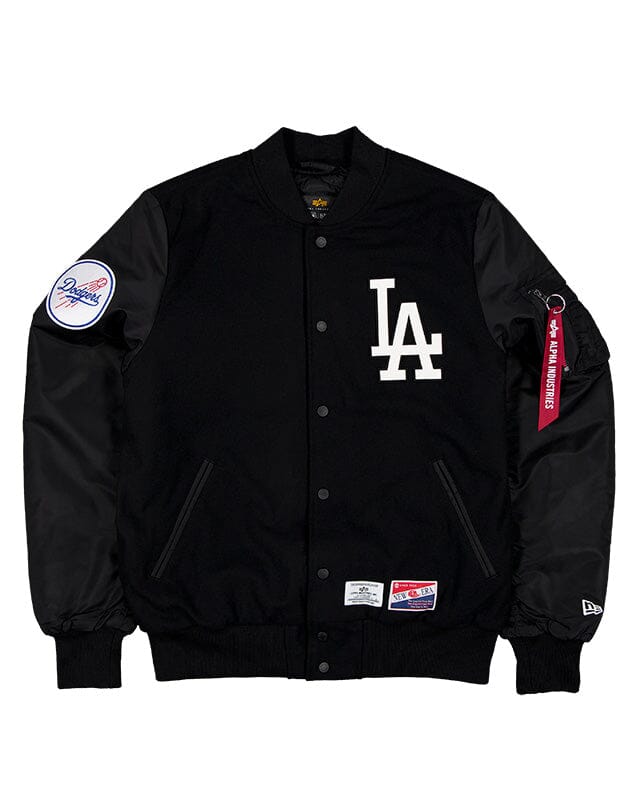 LOS ANGELES DODGERS X ALPHA X NEW ERA WOOL VARSITY MA-1 BOMBER JACKET OUTERWEAR Alpha Industries BLACK S 