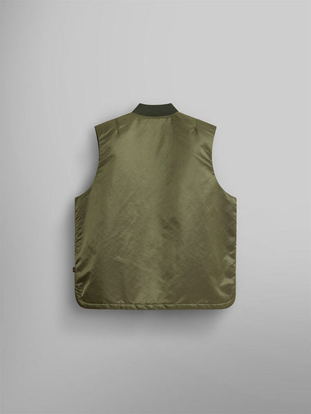 Back view of the olive green MA-1 Mod Vest by Alpha Industries.