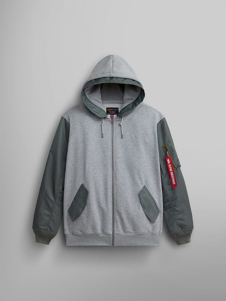 MA-1 ZIP UP HOODIE TOP Alpha Industries FIELD GRAY XS 