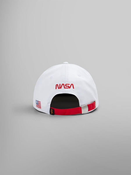 Back view of the NASA Worm Logo Cap by Alpha Industries in white.