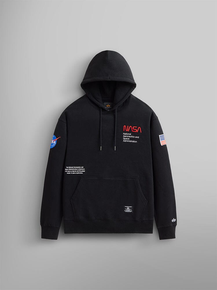 NASA WORM LOGO HOODIE TOP Alpha Industries BLACK XS 