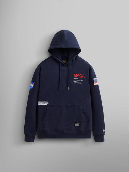 NASA WORM LOGO HOODIE TOP Alpha Industries REPLICA BLUE XS 