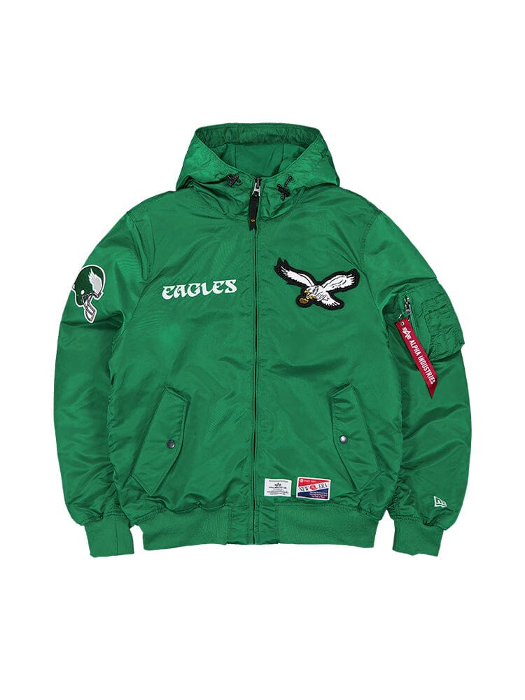 PHILADELPHIA EAGLES X ALPHA X NEW ERA L-2B BOMBER JACKET (GREEN) OUTERWEAR Alpha Industries GREEN S 