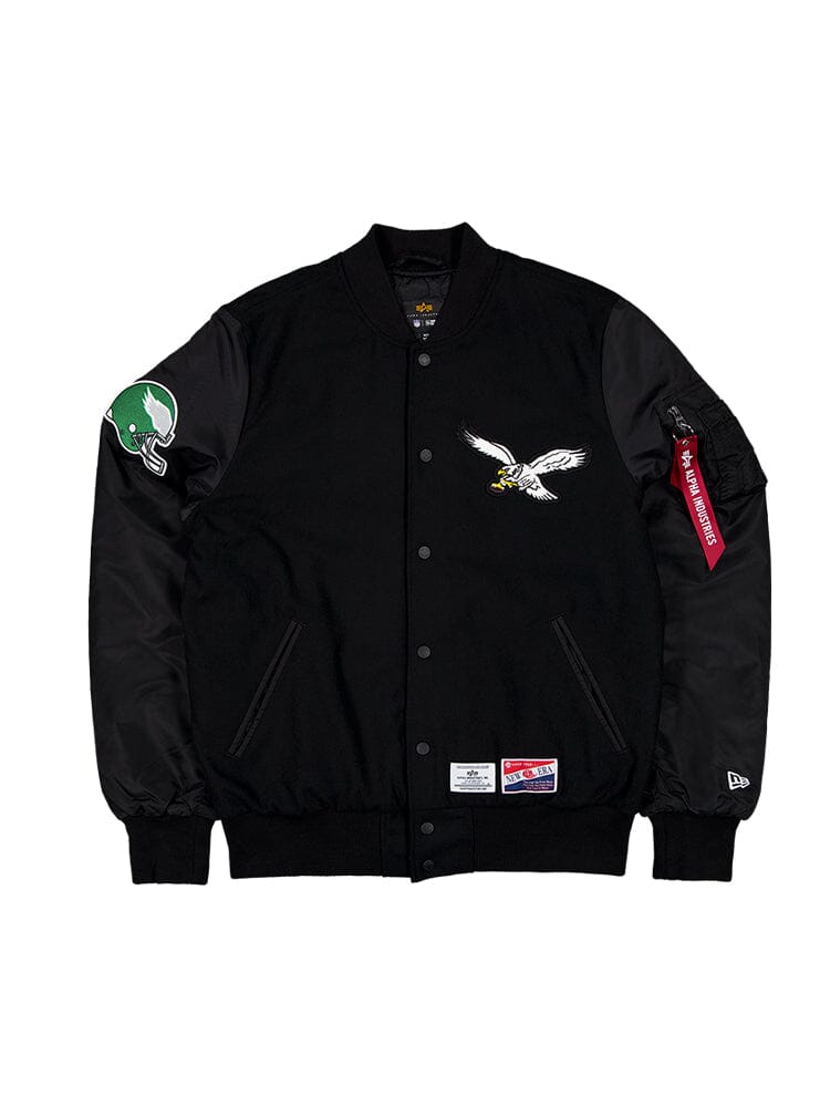 PHILADELPHIA EAGLES X ALPHA X NEW ERA MA-1 BOMBER JACKET OUTERWEAR Alpha Industries BLACK S 