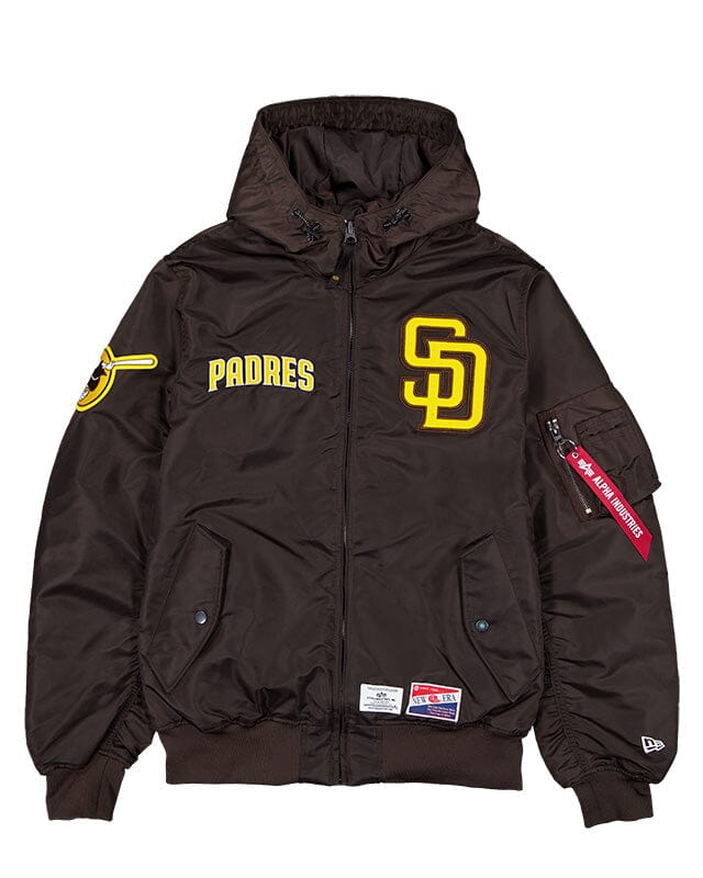 SAN DIEGO PADRES X ALPHA X NEW ERA L-2B BOMBER JACKET OUTERWEAR Alpha Industries BURT WOOD S 