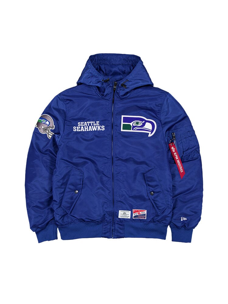 SEATTLE SEAHAWKS X ALPHA X NEW ERA L-2B BOMBER JACKET OUTERWEAR Alpha Industries PACIFIC BLUE S 