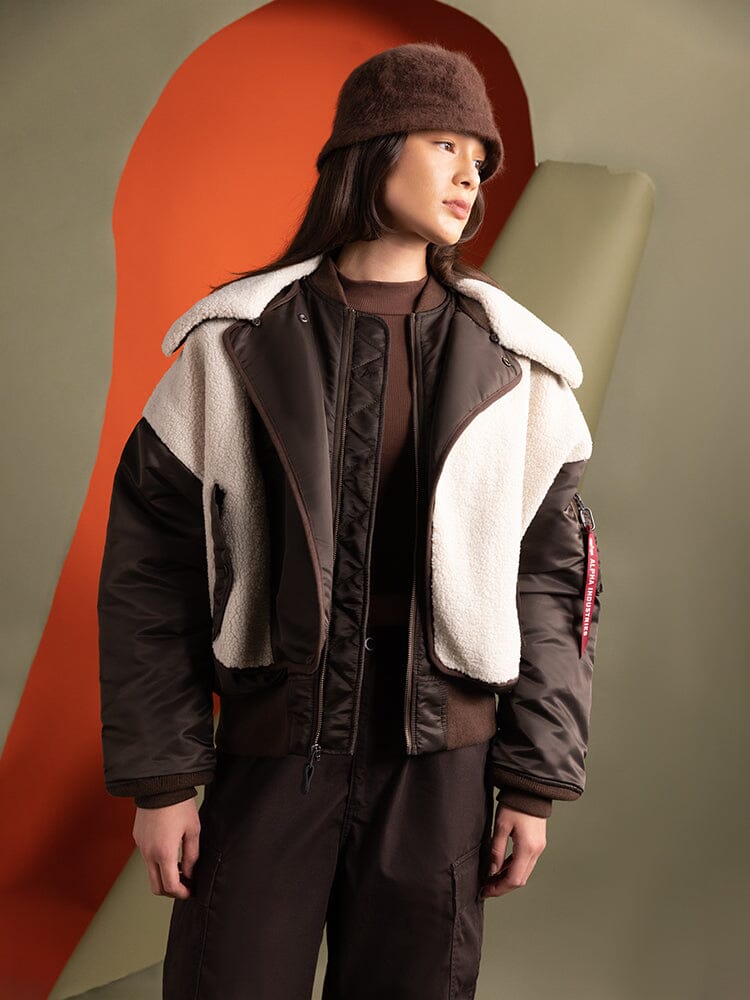 WOMEN'S B-15 SHERPA HYBRID BOMBER JACKET OUTERWEAR Alpha Industries 