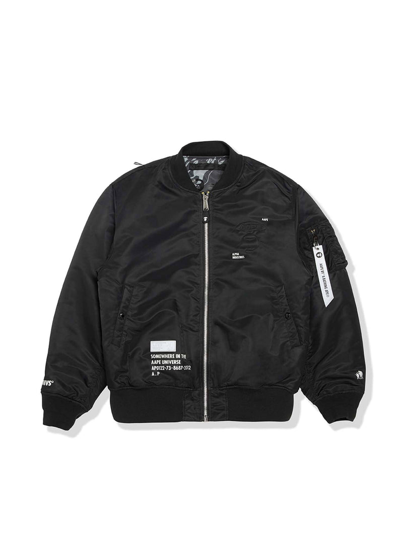 AAPE X ALPHA MA-1 REVERSIBLE BOMBER JACKET OUTERWEAR Alpha Industries BLACK L 