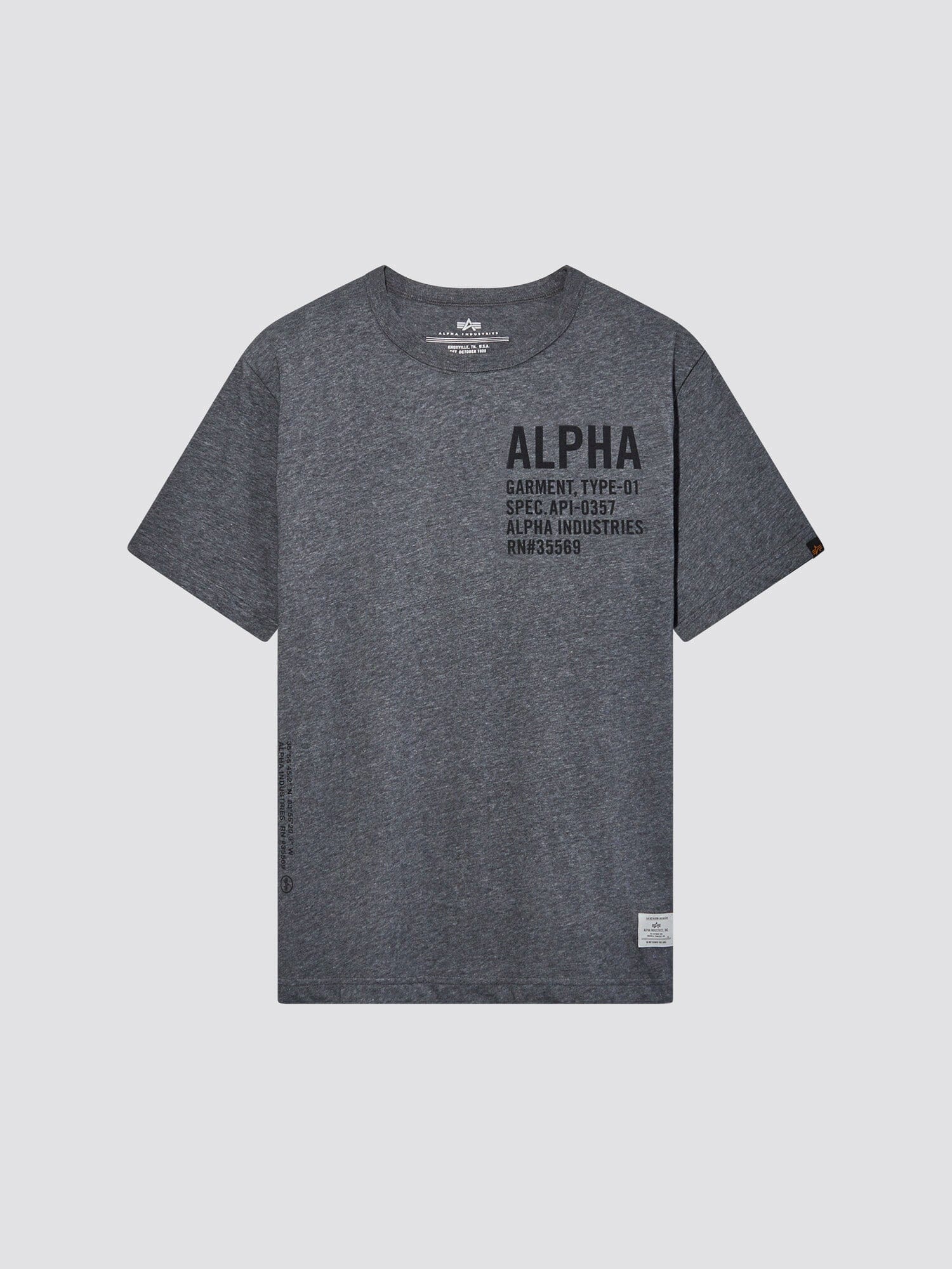 ALPHA GRAPHIC TEE TOP Alpha Industries DARK CHARCOAL HEATHER 2XL 