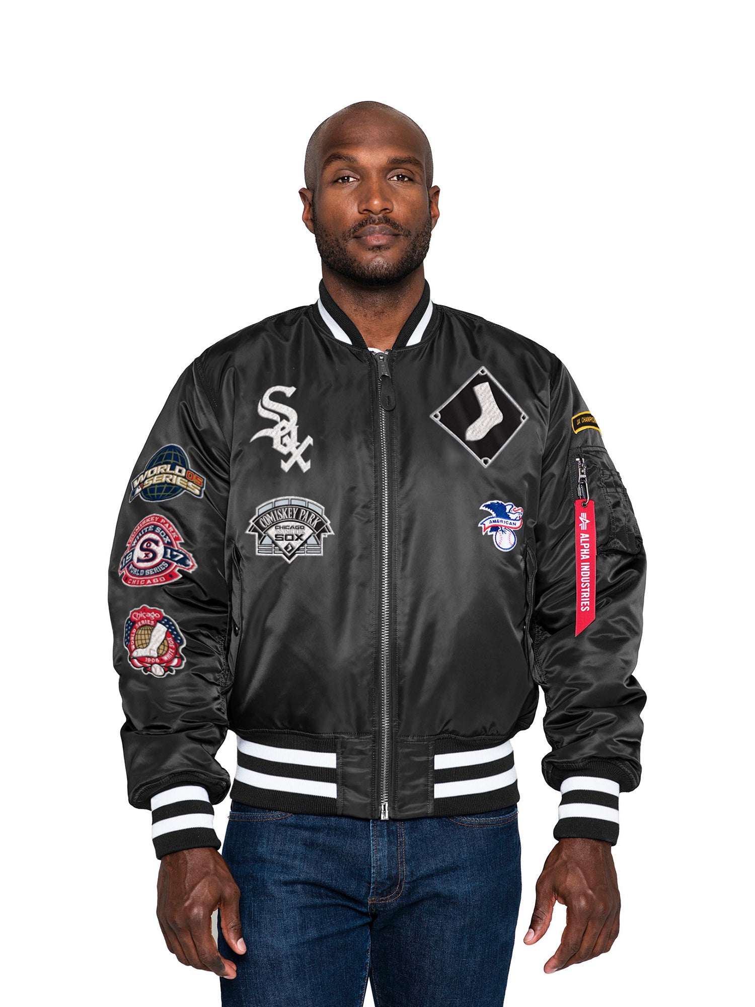 ALPHA X NEW ERA WHITE SOX MA-1 M BOMBER JACKET OUTERWEAR Alpha Industries, Inc. BLACK 2XL 