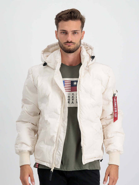 HOODED LOGO PUFFER OUTERWEAR Alpha Industries WHITE 2XL 