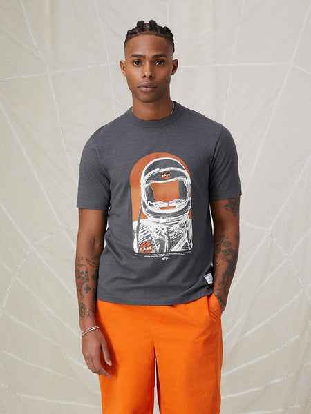 NASA MOON MAN TEE TOP Alpha Industries DARK CHARCOAL HEATHER/ORANGE 2XL 