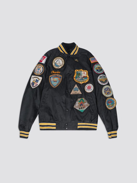 NAVY PATCHED VARSITY JACKET RESUPPLY Alpha Industries BLACK XL 