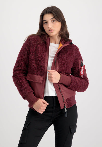 ZIP HOOD TEDDY JACKET W OUTERWEAR Alpha Industries BURGUNDY L 